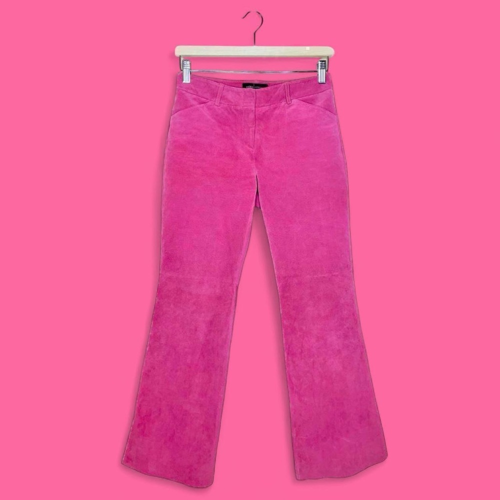 moda international pink 100% suede low waisted  straight leg pants!